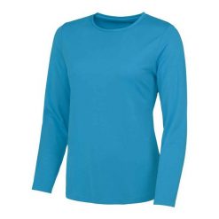 Koszulka Damska Z Długim Rękawem. Czarne bluzki damskie JUST COOL, m, bez wzorów, sportowe, bez kołnierzyka, bez ramiączek. Za 69.99 zł.