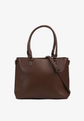 Ciemnobrązowa Duża Torebka Shopper z Regulowanym Paskiem Amianne. Brązowe shopper bag damskie Renee, bez wzorów, z jeansu, duże, bez dodatków. Za 79.99 zł.