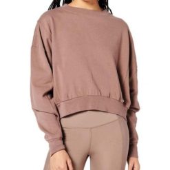 Bluza sportowa damska Superdry Flex Batwing Crew. Brązowe bluzy bez kaptura damskie Superdry., s, z bawełny. Za 134.00 zł.