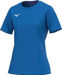 Koszulka damska Mizuno Team Core. Niebieskie bluzki sportowe damskie Mizuno, l, bez wzorów, z materiału, bez kołnierzyka. Za 120.50 zł.