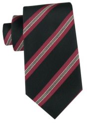 Klasyczny Krawat Klubowy - Alties - Czarny w Prążek. Czarne krawaty i muchy męskie Alties, bez wzorów, z tkaniny, eleganckie. Za 49.00 zł.