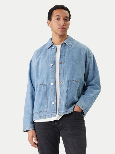 Jack & Jones Koszula jeansowa Cambridge 12293585 Niebieski Oversize. Niebieskie koszule męskie Jack & Jones, m, bez wzorów, z bawełny, bez kołnierzyka, bez ramiączek. Za 136.99 zł.