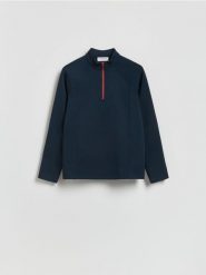 Bluza ze stójką - granatowy. Niebieskie bluzy bez kaptura męskie Reserved, l, z dzianiny. Za 119.99 zł.