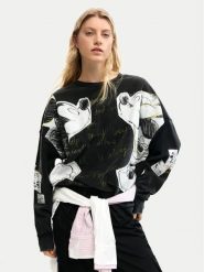 Desigual Bluza Kiss Mickey 26SWSK08 Czarny Relaxed Fit. Czarne bluzy bez kaptura damskie Desigual, m, z bawełny. Za 509.99 zł.