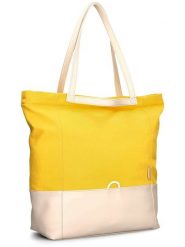 Zwei Shopper bag "Fiorella FI200" w kolorze żółto-kremowym - 44 x 38 x 19 cm rozmiar: onesize. Brązowe shopper bag damskie Zwei, bez wzorów, z materiału, na ramię, bez dodatków. Za 218.57 zł.
