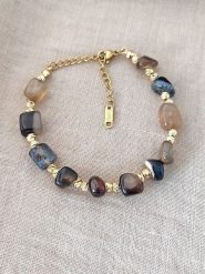 Nakkash Pozłacana bransoletka z agatami rozmiar: onesize. Brązowe bransoletki damskie Nakkash, pozłacane. Za 34.99 zł.