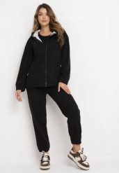 Czarny 2-częściowy Komplet Dresowy z Bluzą i Spodniami Mystro. Czarne bluzy z kapturem damskie Born2be, l, z dresówki. Za 89.99 zł.