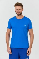 EMPORIO ARMANI Niebieski t-shirt basique. Niebieskie t-shirty męskie Emporio Armani, l, bez wzorów, bez kołnierzyka. W wyprzedaży za 208.99 zł.