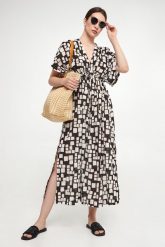 Sukienka we wzory Dorotea MAX MARA BEACHWEAR. Sukienki damskie Max Mara Beachwear, s, bez wzorów, bez kołnierzyka, bez ramiączek. W wyprzedaży za 989.25 zł.