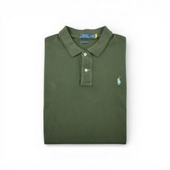 Second life - Męska koszulka polo z krótkim rękawem khaki - Stan bardzo dobry. Zielone koszulki polo męskie Ralph Lauren, m, bez wzorów, bez ramiączek. Za 127.76 zł.