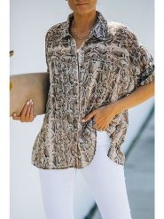 Milan Kiss Koszula w kolorze brązowo-kremowym rozmiar: S. Brązowe koszule damskie Milan Kiss, s, bez wzorów, bez kołnierzyka, bez ramiączek. Za 167.95 zł.