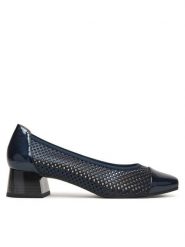 Caprice Półbuty 9-22304-46 Granatowy. Niebieskie półbuty damskie Caprice, bez wzorów, ze skóry, bez obcasa, na obcasie. Za 303.99 zł.