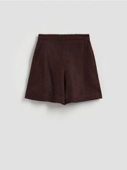 Lniane szorty - brązowy. Brązowe szorty damskie Reserved, bez wzorów. Za 139.99 zł.