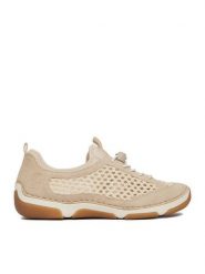 Rieker Półbuty CEO-55960-60 Beżowy. Brązowe półbuty damskie Rieker, bez wzorów, ze skóry, bez obcasa, na płaskiej podeszwie. Za 359.99 zł.