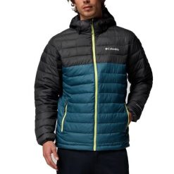 Kurtka COLUMBIA POWDER LITE II HOODED JAC Niebieski. Niebieskie kurtki damskie Columbia, bez wzorów, z syntetyku, sportowe, bez kaptura. Za 661.00 zł.