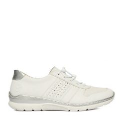 Półbuty Rieker. Półbuty damskie Rieker, bez wzorów, bez obcasa, na płaskiej podeszwie. Za 359.99 zł.