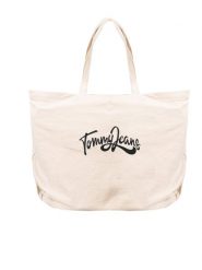 Tommy Jeans Torba | AW0AW14593 | Kobieta | Beżowy. Brązowe torebki klasyczne damskie Tommy Jeans, bez wzorów, z bawełny, z nadrukiem, bez dodatków. W wyprzedaży za 209.00 zł.
