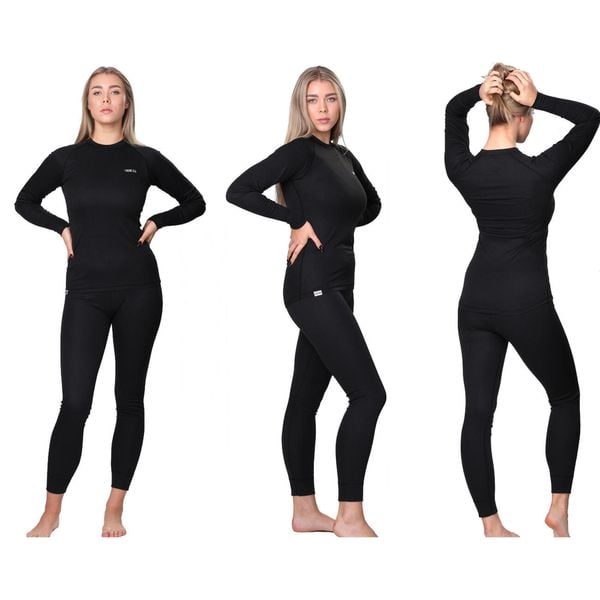 Bielizna termoaktywna damska Ice-Q Warm'N'Dry Woman. Czarna bielizna termoaktywna damska ICE-Q, xs, bez wzorów, z meshu. W wyprzedaży za 139.90 zł.