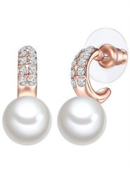 Lulu & Jane Pozłacane kolczyki-półkreole z perłami rozmiar: onesize. Czerwone kolczyki damskie Lulu & Jane, z kryształem, metalowe. Za 43.99 zł.