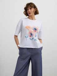 BGN Koszulka w kolorze białym rozmiar: 34. Białe bluzki damskie BGN, bez wzorów, bez kołnierzyka. Za 43.99 zł.