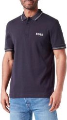 Koszulka Polo męska BOSS Paule 1 BLU slim fit granatowa (50512892-402). Niebieskie koszulki polo męskie Boss, l, bez wzorów, bez ramiączek. Za 319.00 zł.