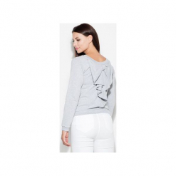 Bluzka K350 Szary. Szare bluzki damskie Katrus, m, bez wzorów, z dresówki, klasyczne, bez kołnierzyka, bez ramiączek. Za 129.00 zł.