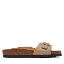 Klapki Scholl. Brązowe klapki damskie Scholl, bez wzorów, bez obcasa. Za 179.99 zł.