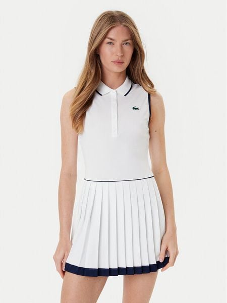 Lacoste Sukienka tenisowa EF8582 Biały Slim Fit. Białe sukienki damskie Lacoste, bez wzorów, z syntetyku, sportowe, bez kołnierzyka, bez ramiączek, sportowe. Za 589.99 zł.