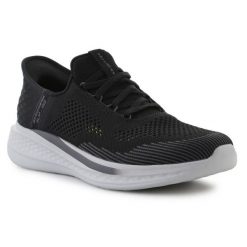 Buty Skechers 210810-BLK czarne. Czarne buty sportowe na co dzień męskie bez zapięcia. Za 544.84 zł.