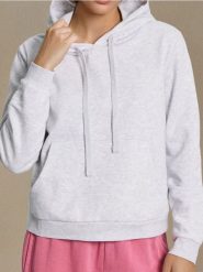 Dresowa bluza hoodie z kieszenią - szary. Szare bluzy bez kaptura damskie Sinsay, l, z dresówki. Za 29.99 zł.