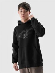 4F Bluza dresowa nierozpinana z kapturem męska - czarna L. Czarne bluzy sportowe męskie 4f, bez wzorów, z bawełny, sportowe, bez kołnierzyka, bez ramiączek. W wyprzedaży za 119.99 zł.