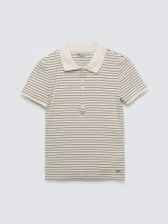 Koszulka damska polo w paski perłowa Rellma 103. Białe topy sportowe damskie Big Star, l, bez wzorów, z dzianiny, bez ramiączek. Za 139.99 zł.