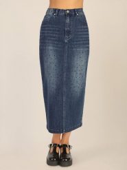 APART Spódnica dżinsowa w kolorze niebieskim rozmiar: 44. Niebieskie spódniczki damskie Apart, bez wzorów, klasyczne, z podwyższonym stanem, maxi, proste. Za 195.99 zł.