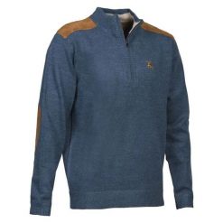 Sweter zapinany na zamek Ligne Verney-Carron Fox. Niebieskie kardigany męskie LIGNE VERNEY CARRON, bez wzorów, sportowe, bez kołnierzyka. Za 272.00 zł.