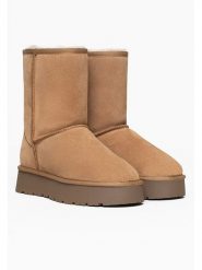 Gooce Skórzane kozaki zimowe "Fairfield" w kolorze beżowym rozmiar: 39. Brązowe kozaki damskie Gooce, z wełny, bez obcasa, na platformie. Za 209.33 zł.