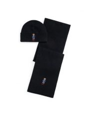 Polo Ralph Lauren Zestaw Szalik i Czapka 449P02050001 Czarny. Czarne czapki zimowe damskie Polo Ralph Lauren, z materiału. Za 839.99 zł.