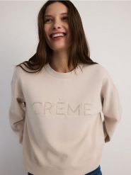 Bluza z haftem - beżowy. Brązowe bluzy bez kaptura damskie Reserved, l, z dzianiny. W wyprzedaży za 89.99 zł.