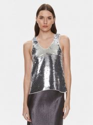 Samsøe Samsøe Top Lykke F23400085 Srebrny Regular Fit. Szare topy damskie Samsoe & Samsoe, s, bez wzorów, z syntetyku, bez kołnierzyka. Za 599.99 zł.