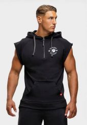 Huntley Bluza z kapturem bez rękawów - Czarny. Czarne bluzy sportowe męskie GORILLA WEAR, bez wzorów, z bawełny, bez kołnierzyka, bez ramiączek. Za 305.00 zł.