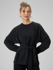 4F Bluza regular z wiązaniem i modalem damska - czarna XS. Czarne bluzy bez kaptura damskie 4f, xs, z dzianiny. Za 189.99 zł.