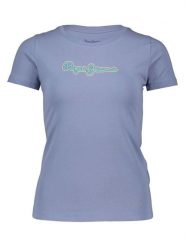 Pepe Jeans Koszulka w kolorze niebieskim rozmiar: L. Niebieskie bluzki damskie Pepe Jeans, l, bez wzorów, z jeansu, bez kołnierzyka, bez ramiączek. Za 78.66 zł.