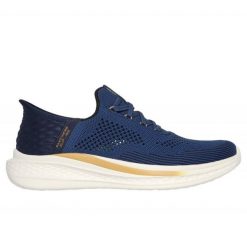 Buty Skechers Slade Quinto 210810BLU niebieskie. Niebieskie buty sportowe na co dzień męskie z gumy, bez zapięcia. Za 517.04 zł.