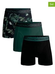 Muchachomalo Bokserki (3 pary) w kolorze czarno-zielonym rozmiar: M. Czarne bokserki męskie Muchachomalo, bez wzorów. Za 122.96 zł.