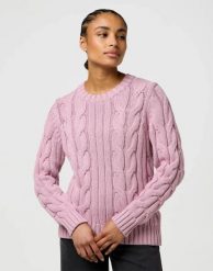 DAMSKI SWETER WRANGLER CABLE KNIT CREW KEEPSAKE LILAC 112370799. Swetry klasyczne damskie Wrangler, xs, bez kołnierzyka. Za 159.99 zł.