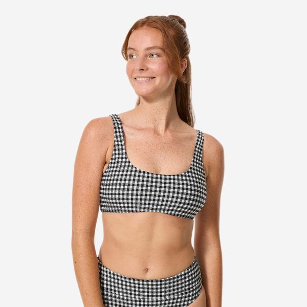 Góra kostiumu kąpielowego damska Decathlon Aurely Vichy. Czarne bikini damskie Decathlon, bez wzorów. Za 69.99 zł.