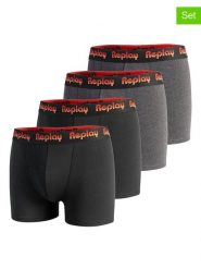 Replay Underwear Bokserki (4 pary) w kolorze szarym i czarnym rozmiar: L. Czarne bokserki męskie Replay Underwear, bez wzorów. Za 86.99 zł.