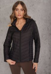 Czarna Kurtka Przejściowa z Pikowaniem i Odpinanym Kapturem Edielitia. Czarne kurtki damskie Renee, l, bez wzorów, z jeansu, z kapturem. Za 129.99 zł.