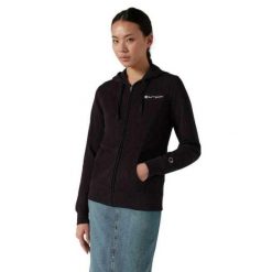 Damska Bluza Z Kapturem Zapinana Na Zamek Błyskawiczny. Czarne bluzy z kapturem damskie CHAMPION, l, z bawełny. Za 386.99 zł.
