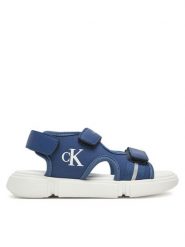 Calvin Klein Jeans Sandały V3B2-83023-1591 S Niebieski. Niebieskie sandały chłopięce Calvin Klein Jeans, z jeansu, bez zapięcia. Za 219.99 zł.