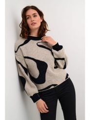 Kaffe Sweter w kolorze beżowo-czarnym rozmiar: XL. Brązowe swetry klasyczne damskie Kaffe, xl, ze splotem, bez kołnierzyka. Za 163.26 zł.